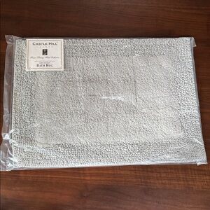 CASTLE HILL LONDON new! BATH RUG 100% COTTON plush grey 17”X 24” (43cm X 61cm)